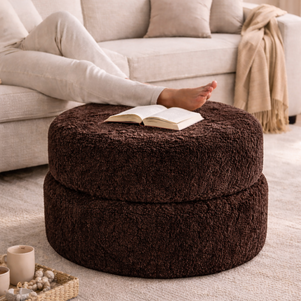 The Cloud Sheepskin Ottoman – Curly Shearling Luxe