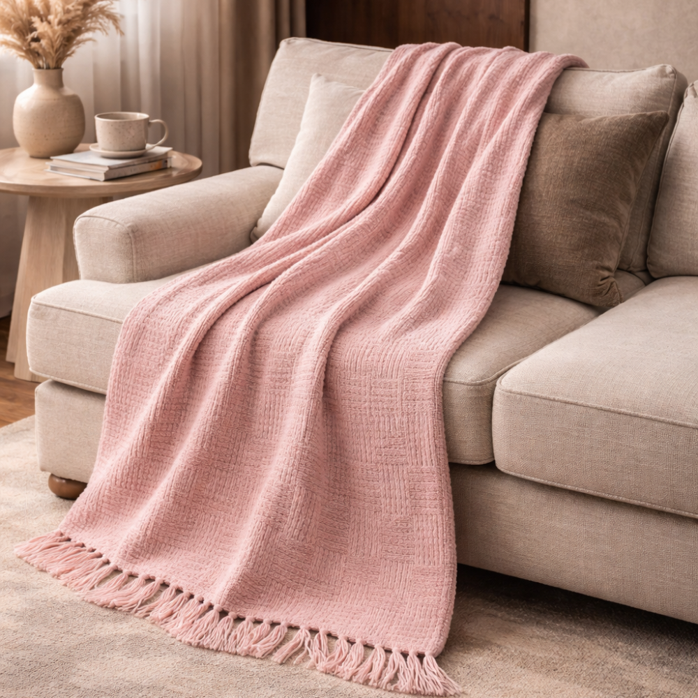 The Cozy Curve™ Sculpted Chenille Throw — Fringed Edition