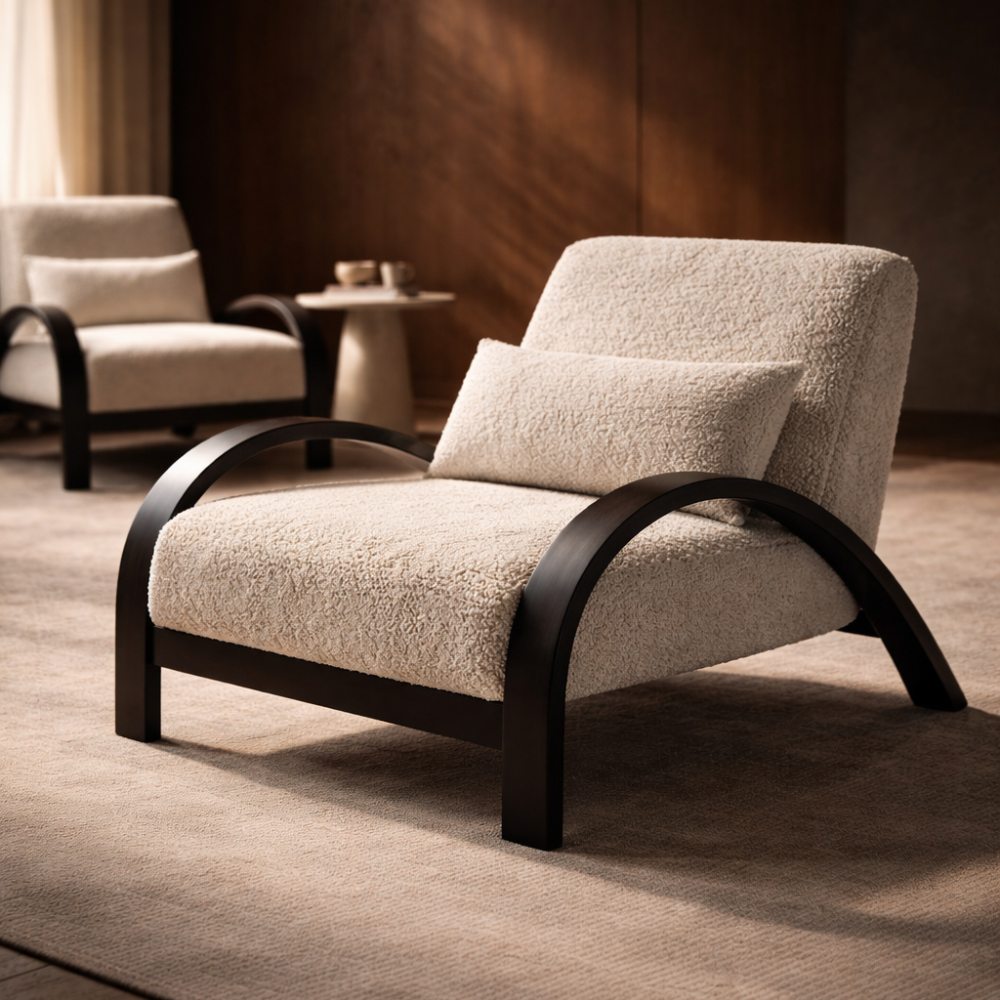 The Cozy Curve™ Signature Wide Lounge Chair — Hand-Finished Frame